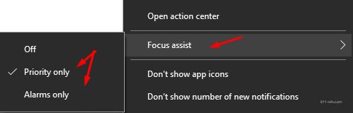 To activate (Focus Assist) you need right-click on notification center