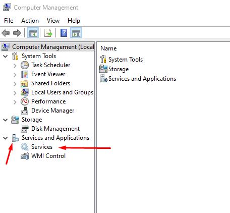 Computer Management window and then click on Service and Applications